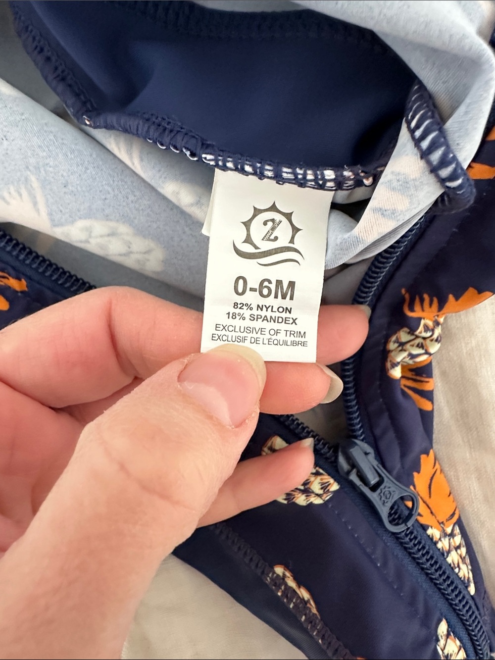 Navy Pineapple Print Baby Sunsuit - Picture 4 of 4